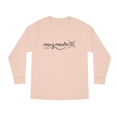 Mary Maxim Long Sleeve Tee - White & Black Logo - Unisex
