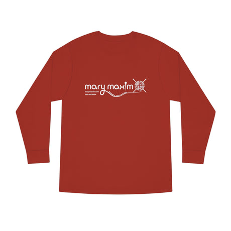 Mary Maxim Long Sleeve Tee - White & Black Logo - Unisex