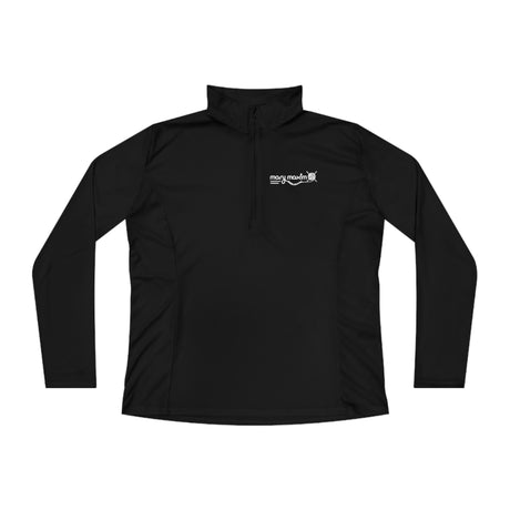 Ladies Mary Maxim Quarter-Zip Pullover - White & Black Logo