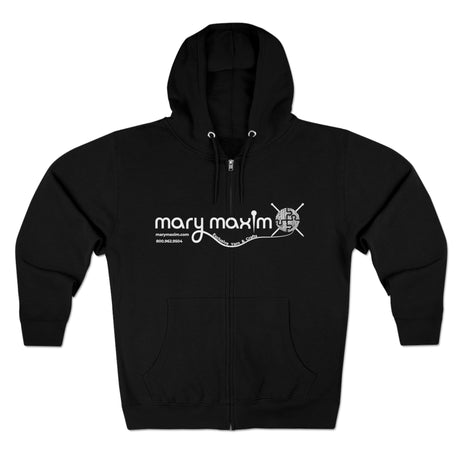 Mary Maxim Full Zip Hoodie - White & Black Logo - Unisex