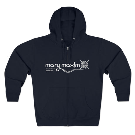 Mary Maxim Full Zip Hoodie - White & Black Logo - Unisex