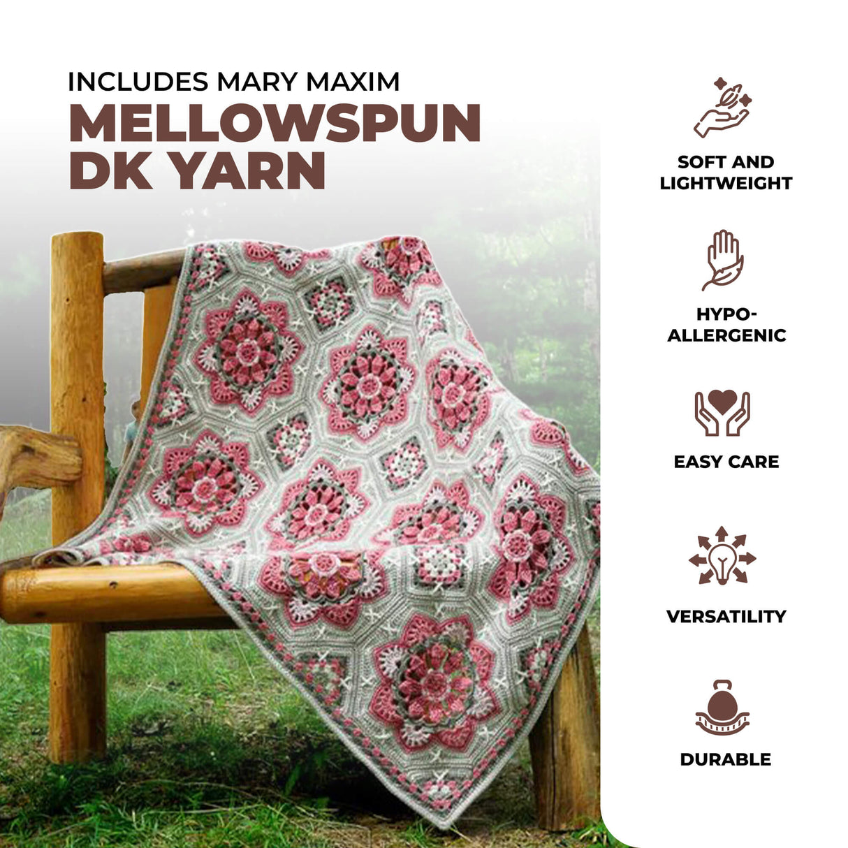 Persian Tiles Throw (Mary Maxim Mellowspun DK)