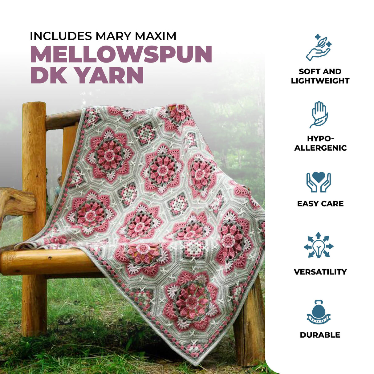 Persian Tiles Throw (Mary Maxim Mellowspun DK)
