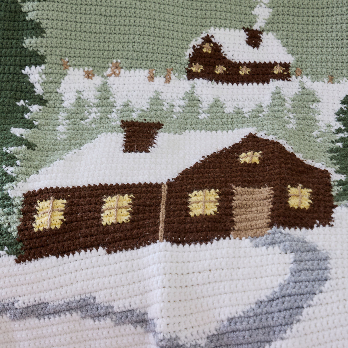 Winter Cabin Crochet Blanket