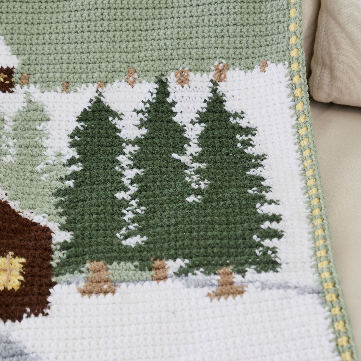 Winter Cabin Crochet Blanket